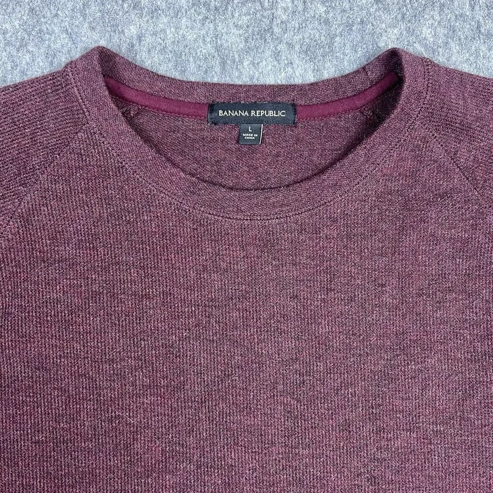 Banana Republic Men's Sweater Crew Neck 100% Cotton Long Sleeve Maroon Size L